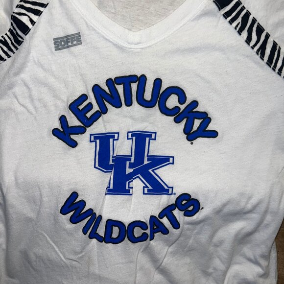 Soffe Medium Kentucky Wildcat White 3/4 Sleeve Tiger Stripe Trim C03 - Picture 2 of 5